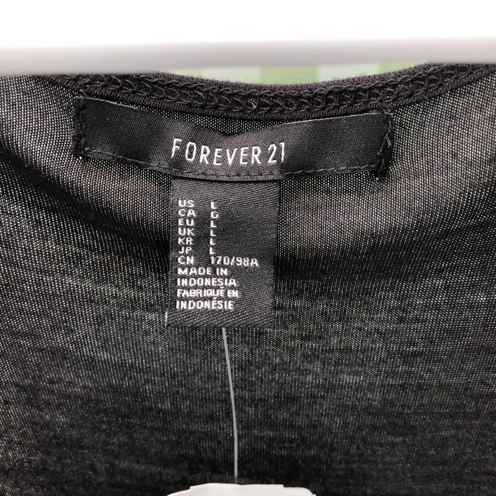 FOREVER 21 Scoop Neck + Side Sheer Knit Bi-Level Tank Top Black, Size L, NWT! - Picture 11 of 14